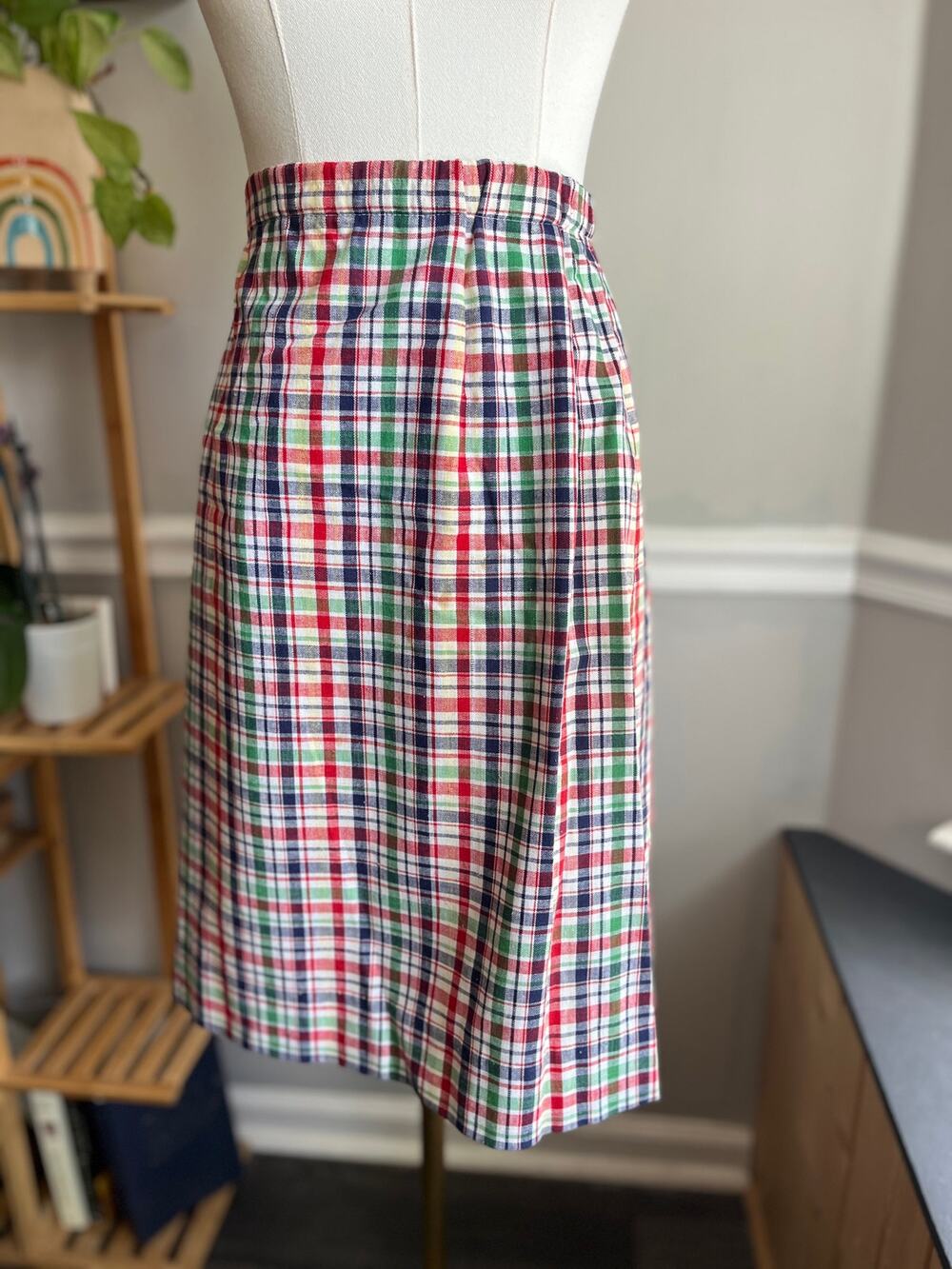 Vintage 70s Plaid Skirt Red Blue Green Heritage Skort Size Large